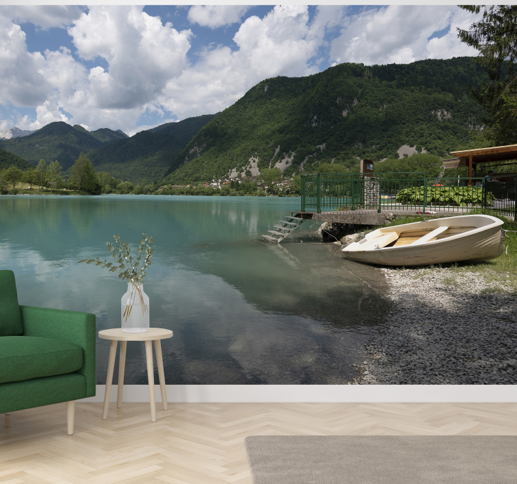 Landscape mural wallpaper tranquil lake view - TenStickers