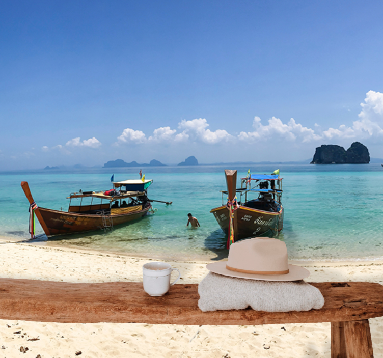 Landscape mural wallpaper tropical beach scene - TenStickers