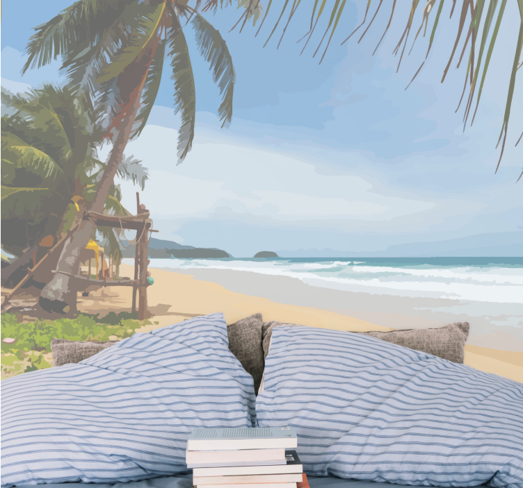 Landscape mural wallpaper tropical shoreline view - TenStickers