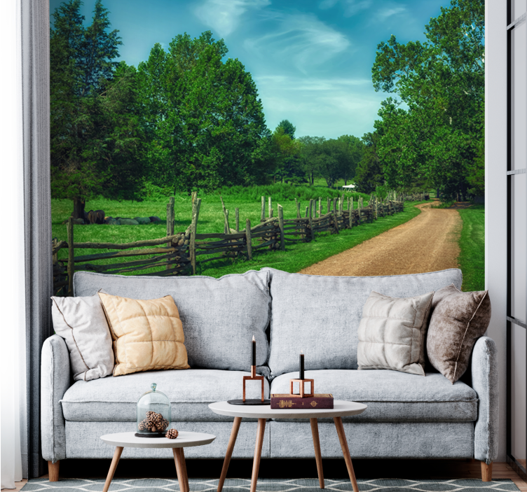 Landscape mural wallpaper vibrant green pathway - TenStickers
