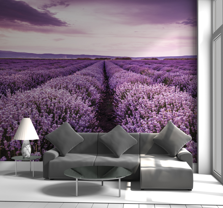 Lavender Field Serenity flower mural - TenStickers