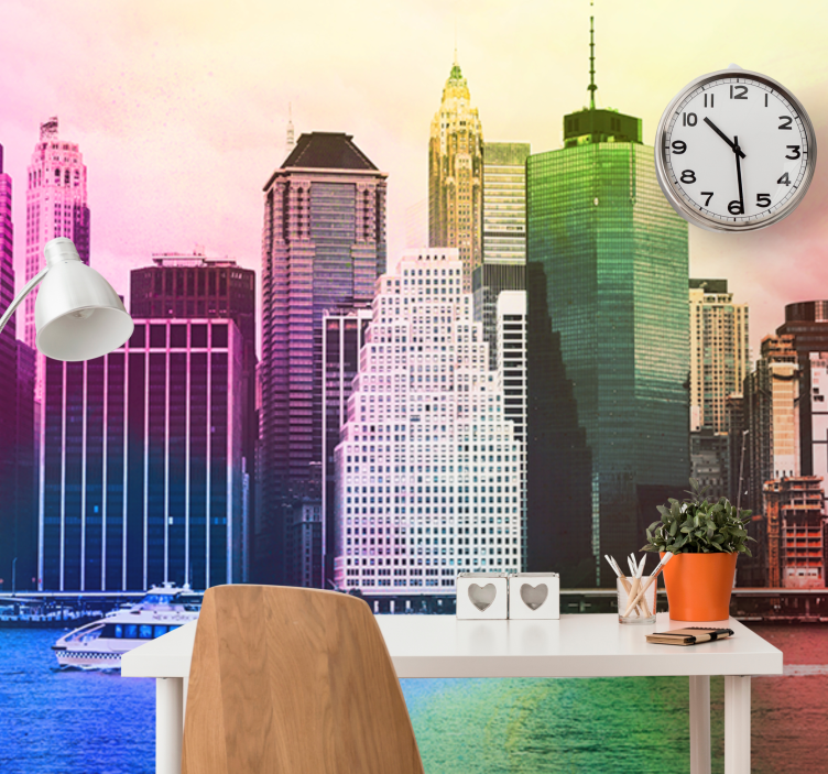 Lively cityscape city wall mural - TenStickers