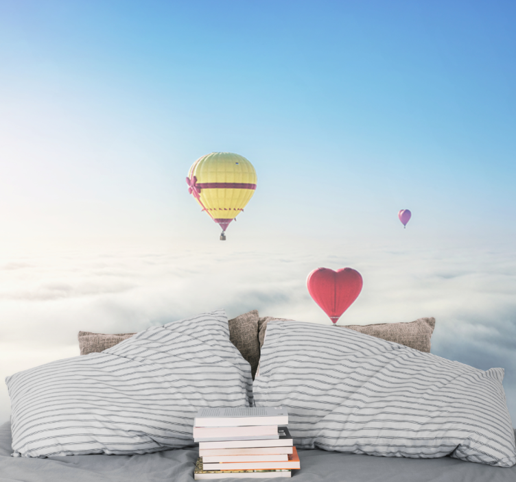 Love wall mural buoyant heart balloons - TenStickers