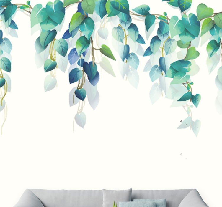 Lush Green Vines mural for living room - TenStickers