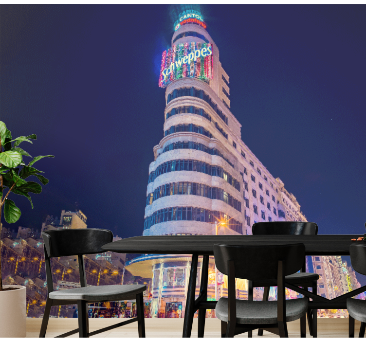 Madrid wall mural night view of madrid - TenStickers