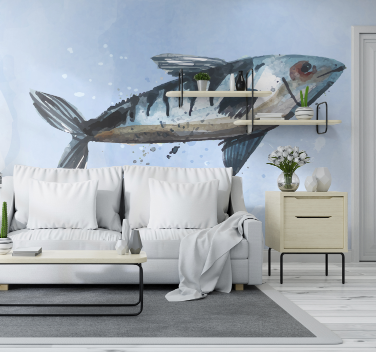 Master bedroom mural majestic fish illustration - TenStickers