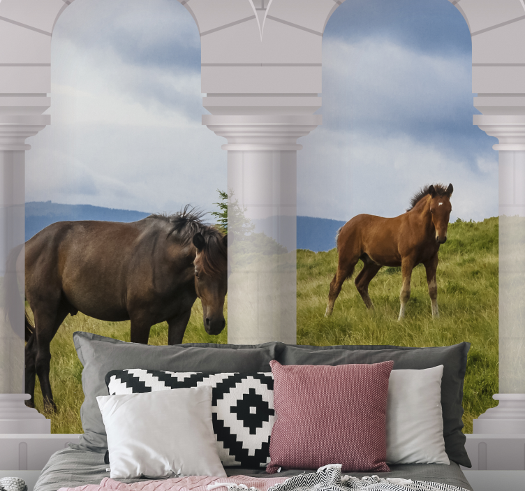 Majestic horses view wall mural - TenStickers