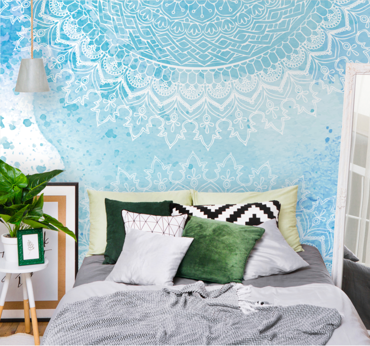 Mandala wall mural with intricate lace designs - TenStickers