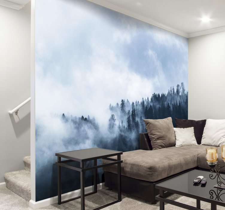 Misty Forest Scene mural for living room - TenStickers