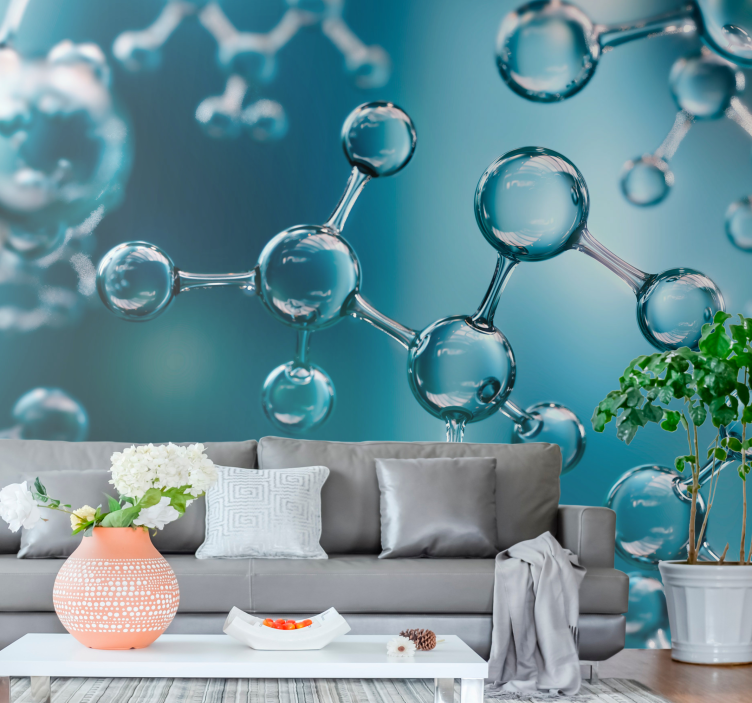Molecule atom 3d effect Wall Mural - TenStickers