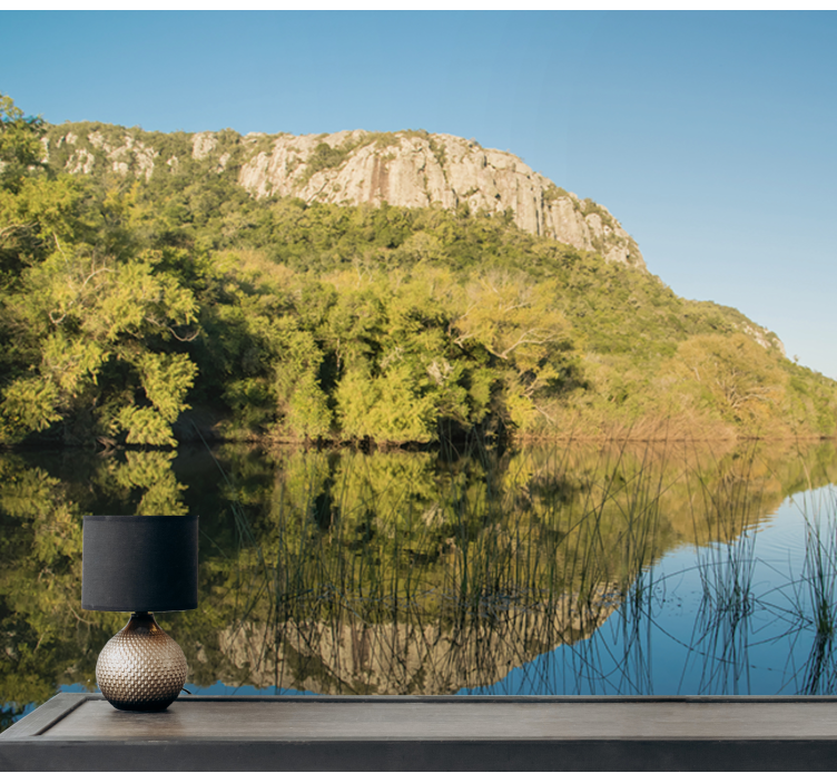 Mountain Reflection Scene landscape mural wallpaper - TenStickers