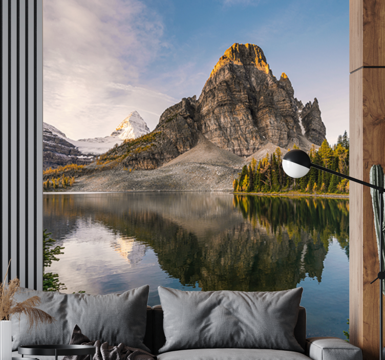 Mountain Reflection View mural for living room - TenStickers
