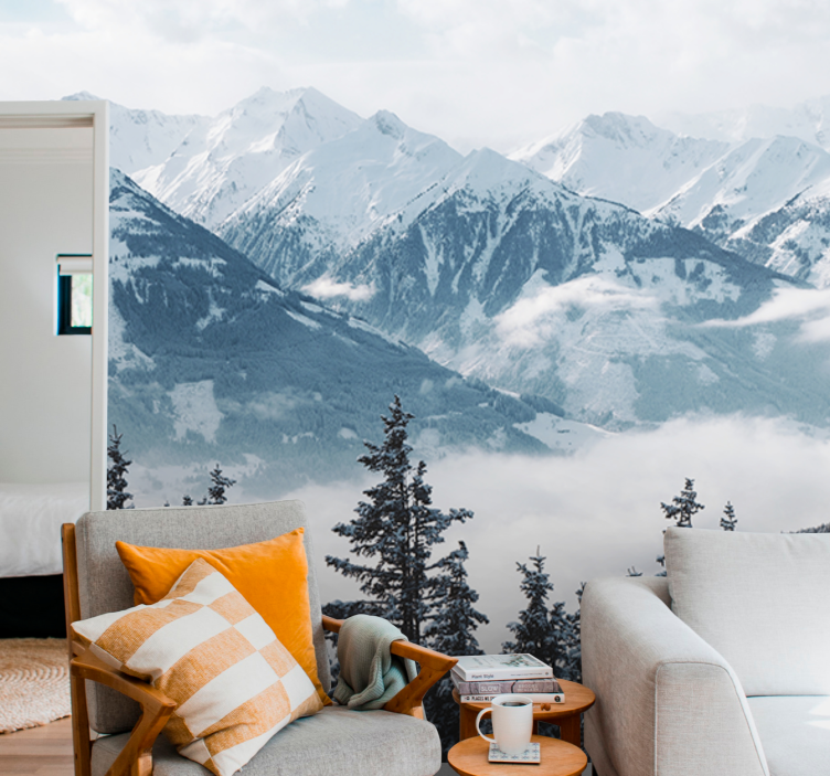 Mountain wall mural grand snowy peaks - TenStickers
