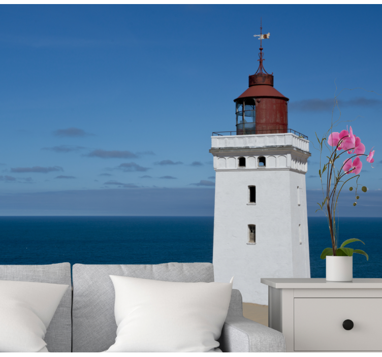 Mountain wall mural lighthouse by ocean - TenStickers