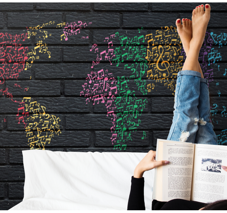 Music mural musical world map - TenStickers