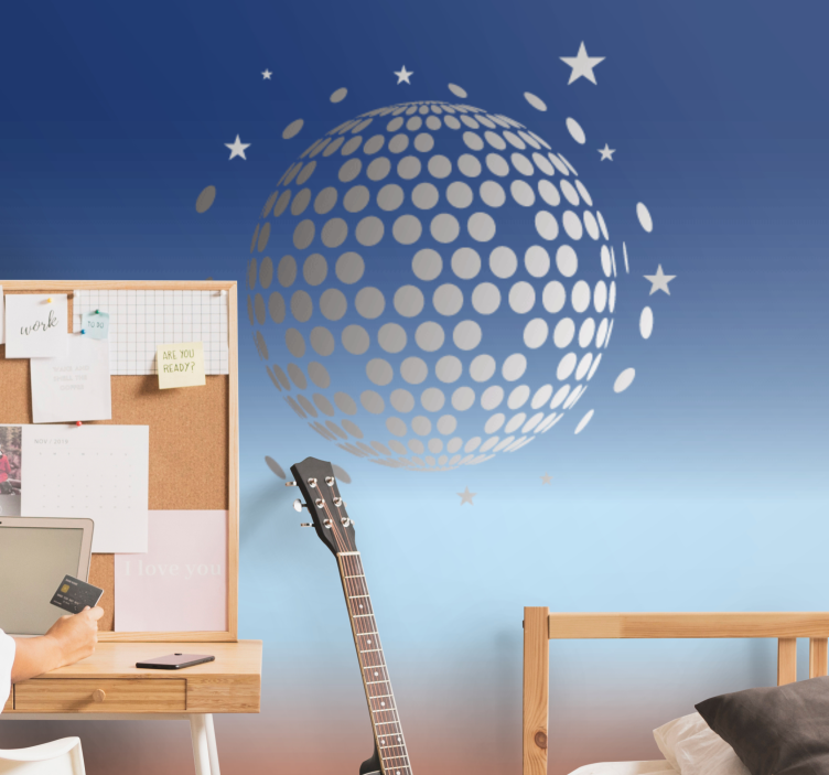 Music mural with disco ball design - TenStickers