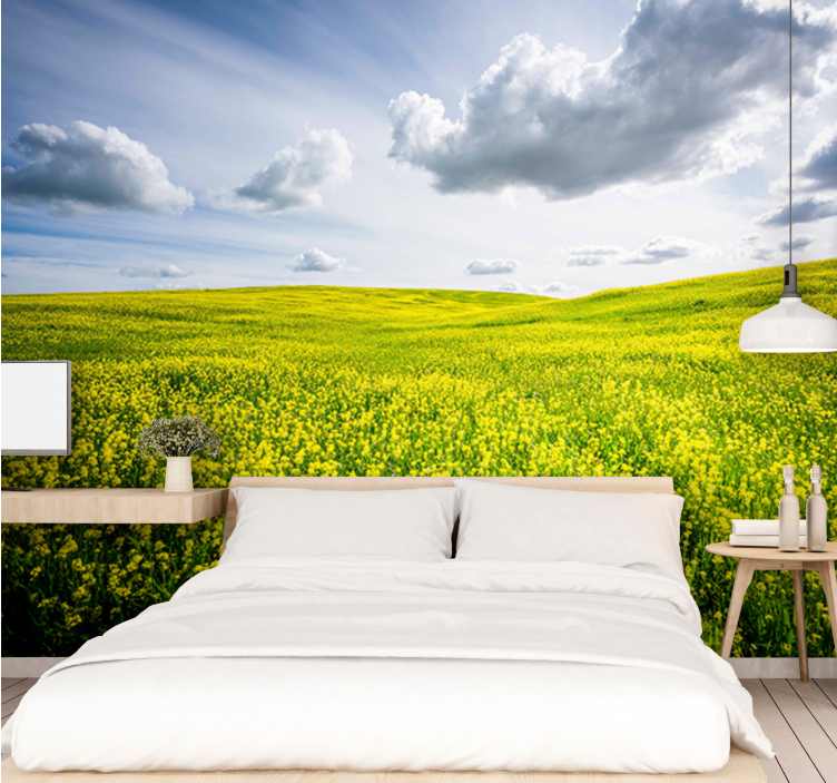 Nature wall mural expansive green meadow - TenStickers