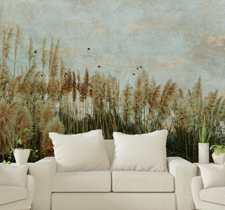 Nature wall mural golden grasslands - TenStickers