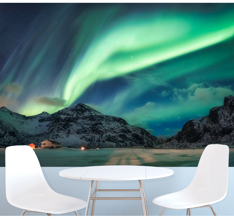 Nature wall mural northern lights display - TenStickers