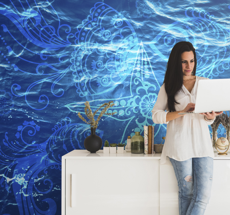 Nature wall mural ocean waves design - TenStickers