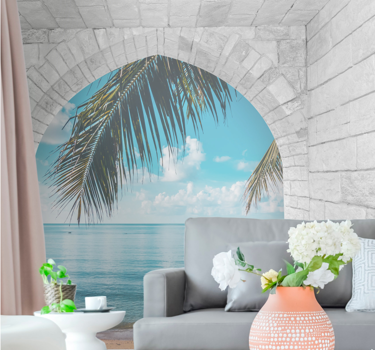 Nature wall mural palm tree escape - TenStickers