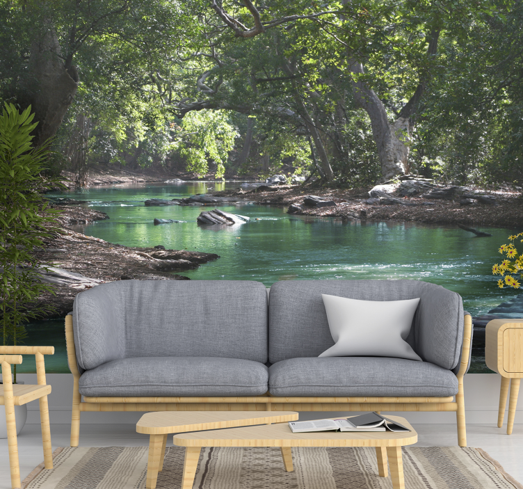 Nature wall mural serene river landscape - TenStickers