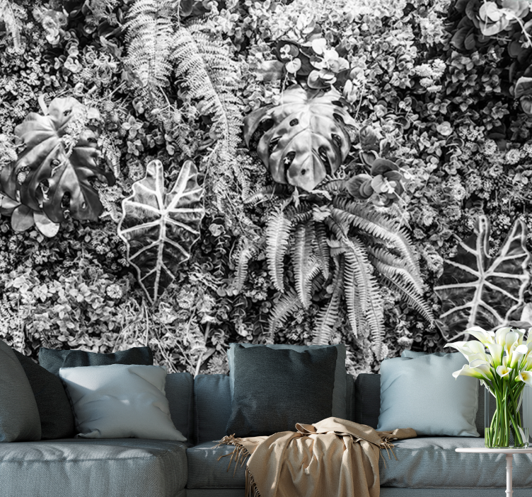 Nature wall mural textured greenery layers - TenStickers