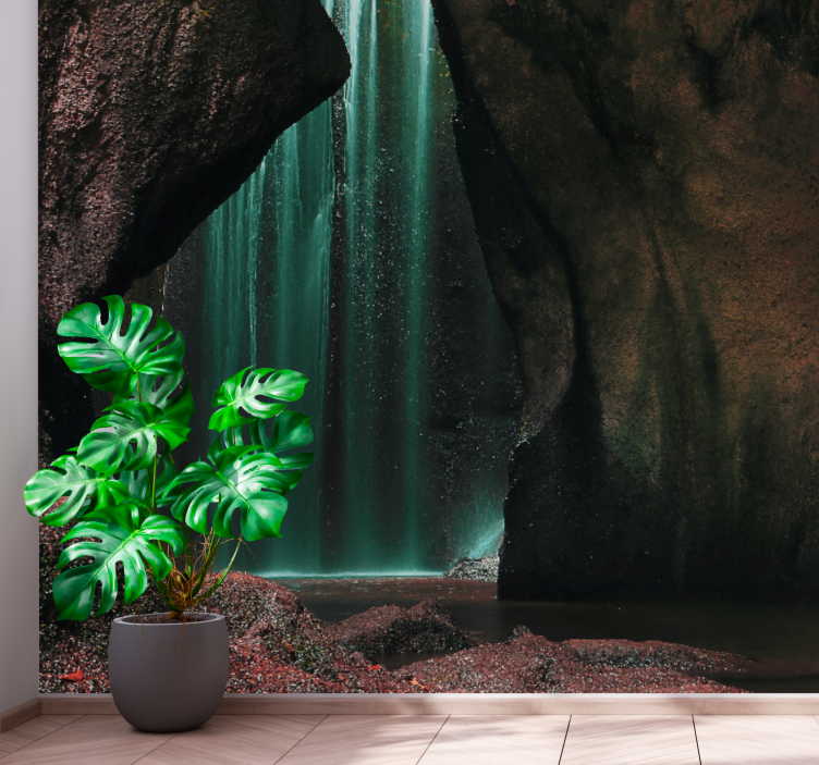 Nature wall mural tropical waterfall landscape - TenStickers