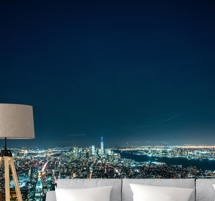 New york wall mural skyline night view - TenStickers