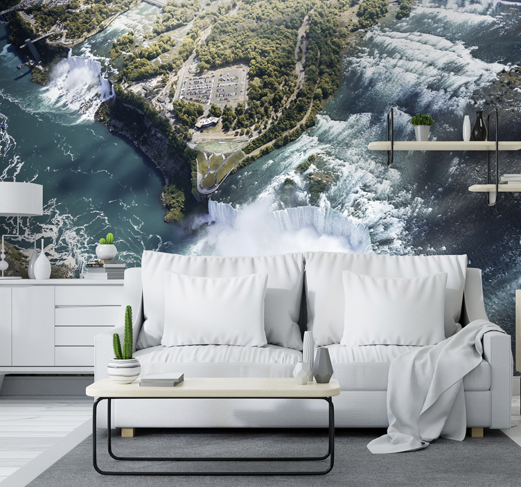 Mural for living room niagara falls aerial view - TenStickers