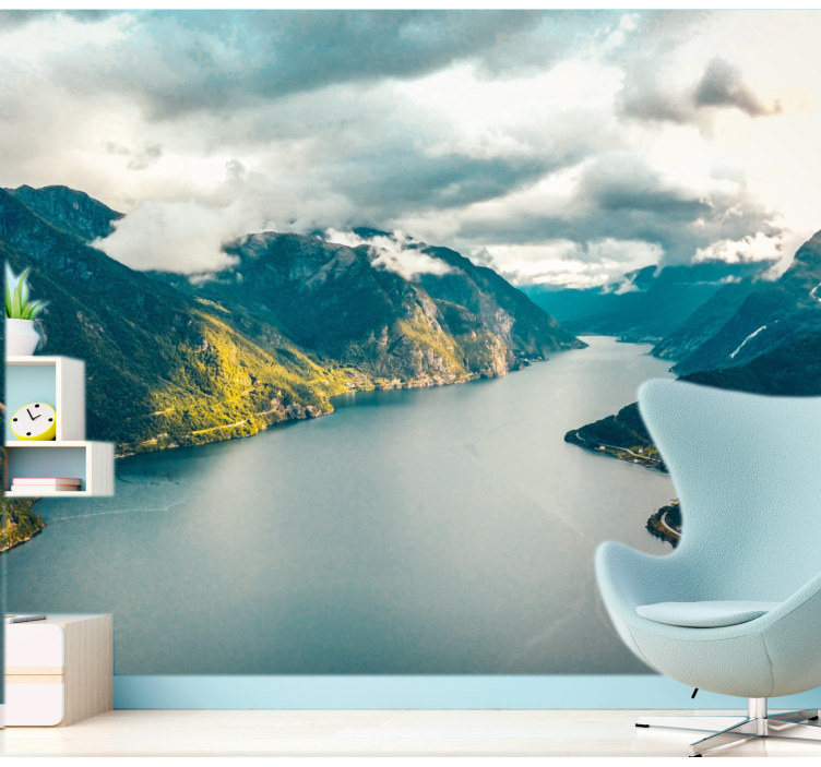 Norwegian landscape river nature wall mural - TenStickers