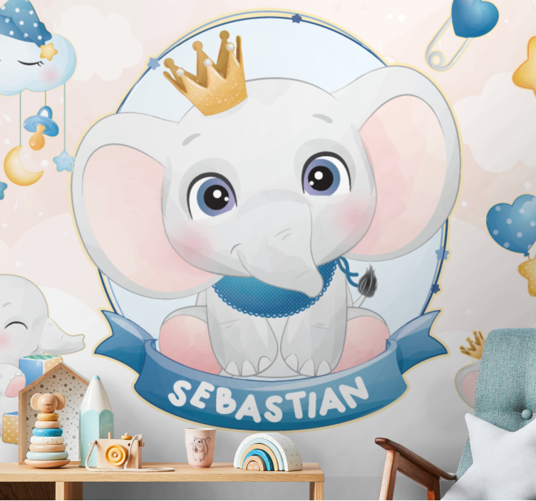 Nursery mural cute elephant design - TenStickers