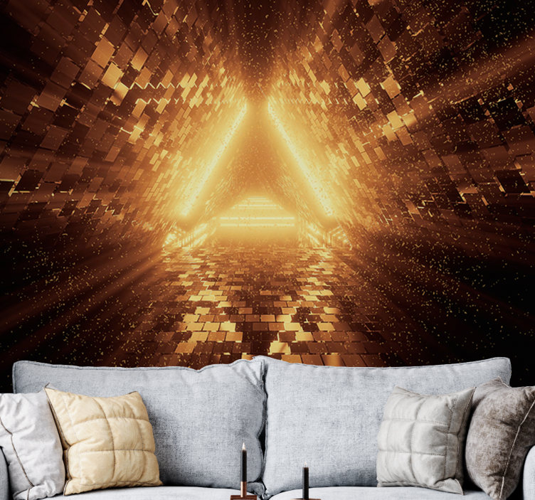 Orange Neon light portal 3D Wall Mural - TenStickers