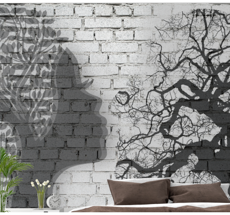 Painting wall mural woman silhouette profile - TenStickers