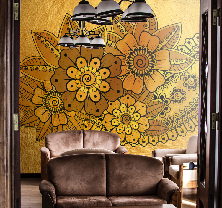 Paisley Indian style flower wall mural - TenStickers