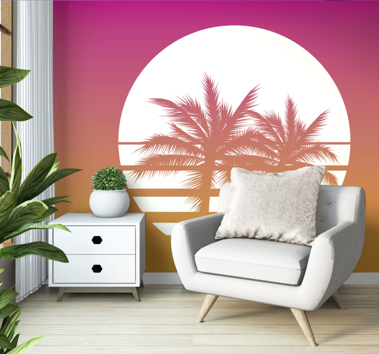 Palm Sunset Silhouette nature wall mural - TenStickers