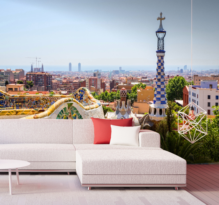 "Park Güell" Skyline View Barcelona mural - TenStickers