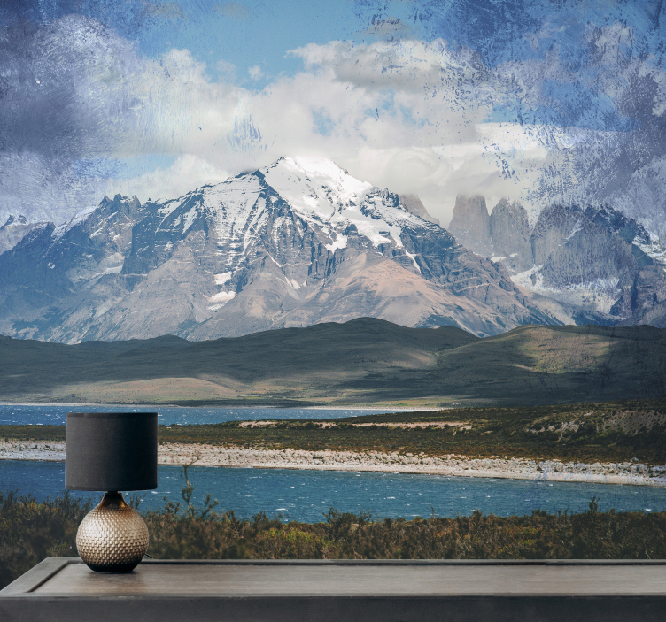Patagonian Mountain View landscape mural wallpaper - TenStickers
