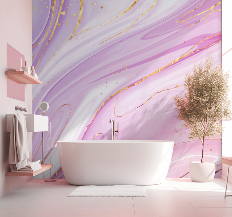 pink fluid 3D wall mural - TenStickers