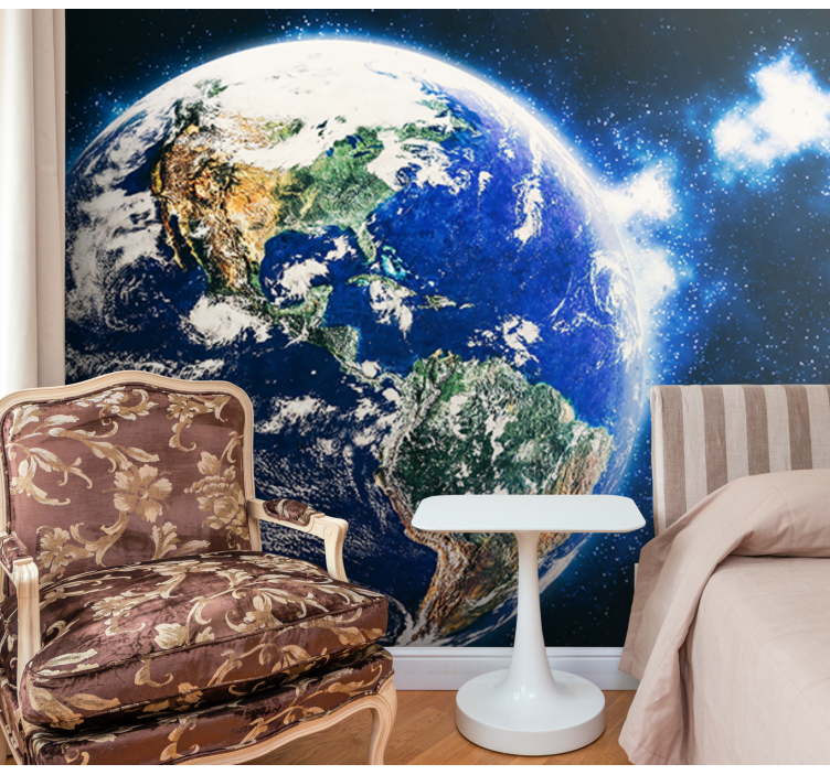 planet earth with continents space wall mural - TenStickers