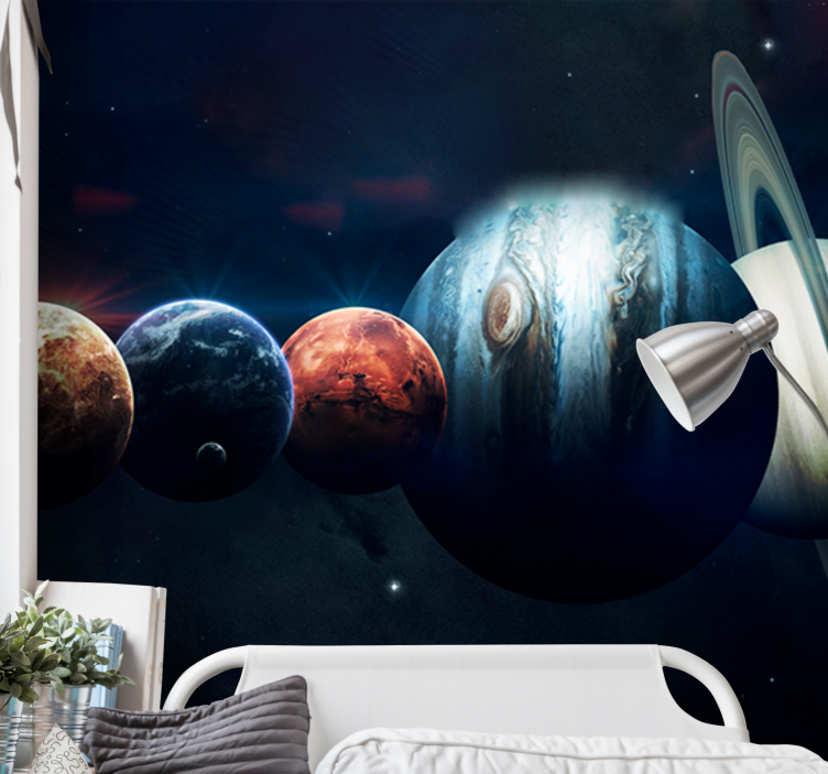 Planets in orbit space mural - TenStickers