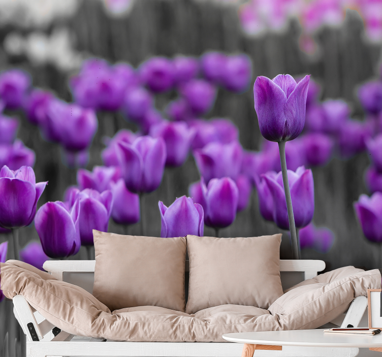 Purple flowers wall mural - TenStickers