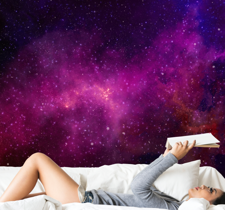 Purple space with stars space wall mural - TenStickers