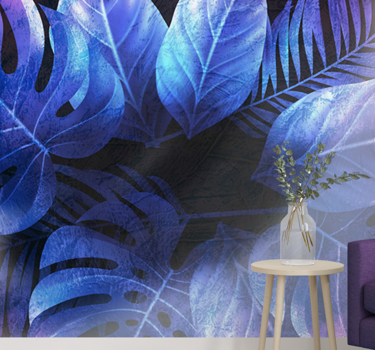 Purple tropical leaves nature wall mural - TenStickers