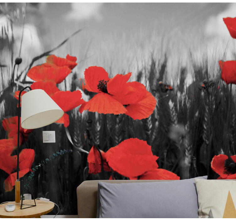Radiant Floral Blooms poppy wall mural - TenStickers