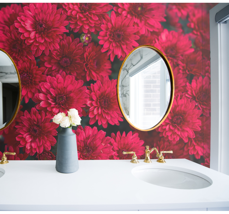 Red aster flowers wall mural - TenStickers
