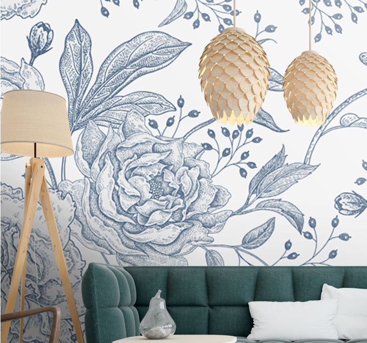 Retro style floral design vintage wall mural - TenStickers