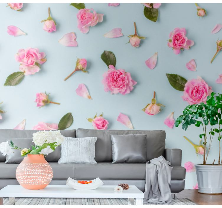 Roses glued to surface flower mural - TenStickers