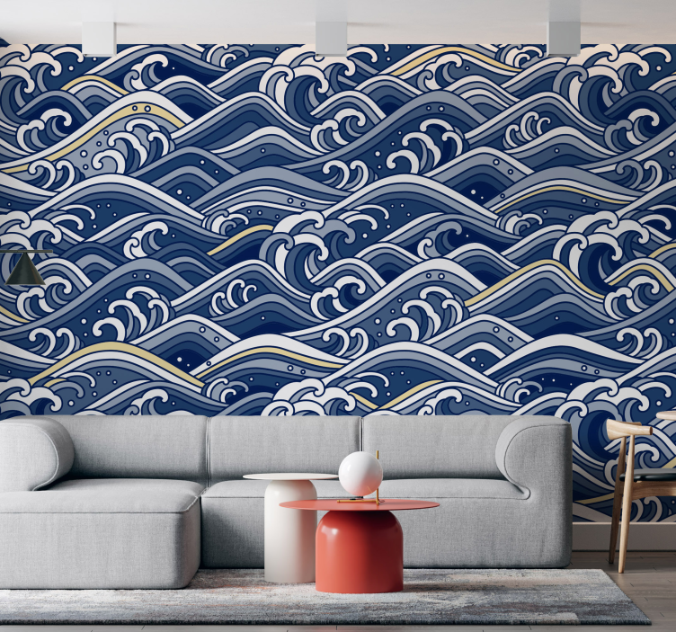 Sea mural of flowing ocean waves - TenStickers