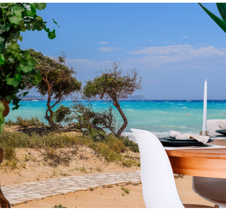 Serene scene path sea mural - TenStickers